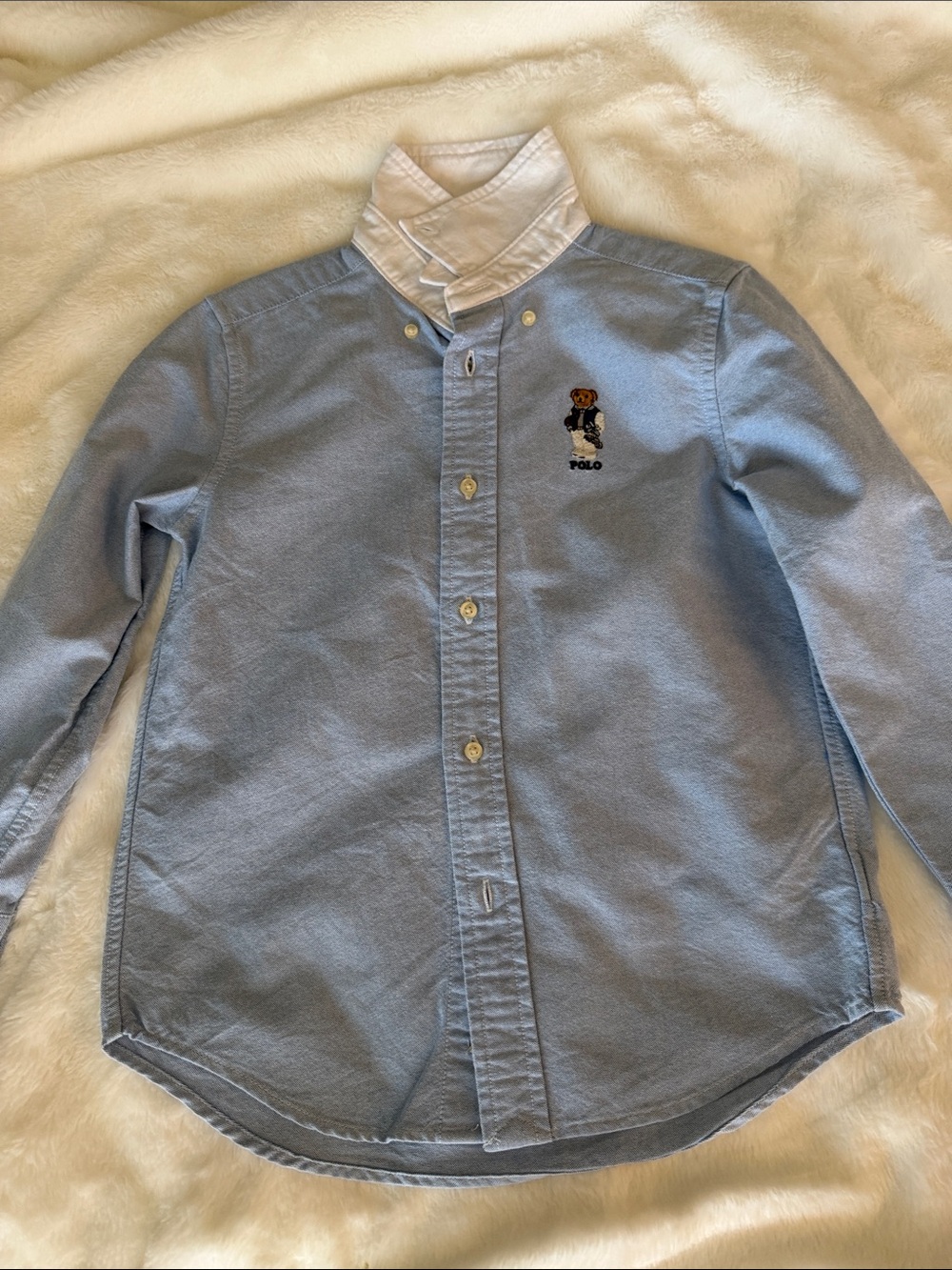 Ralph Lauren Light Blue Button-Down Shirt with White Collar